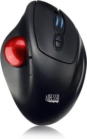Adesso iMouse T30 Wireless Ergonomic Thumb Trackball Mouse with Nano USB Receiver, Programmable 7 Button Design, and 5 Level DPI Switch, Black
