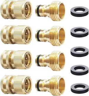Garden Hose Quick Connect Solid Brass Hose Quick Fitting Easy For Garden Watering No-Leak 3/4 inch GHT (4 Sets) Garden Hose Quick Connect Solid Brass Hose Quick Fitting Easy For Garden Watering No-Leak 3/4 inch GHT (4 Sets)