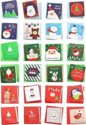 Rayker 24 Pack RQKER Mini Christmas Greeting Cards & Envelopes, Cute Stweety Small Size 3 x 3" Merry Christmas Greeting Cards Festival Colors (Pack of 24) Rayker 24 Pack RQKER Mini Christmas Greeting Cards & Envelopes, Cute Stweety Small Size 3 x 3" Merry Christmas Greeting Cards Festival Colors (Pack of 24)