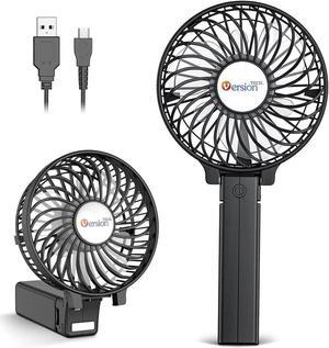 Portable Handheld Fan Travel & Camping Essentials Small Desk Fans Mini Personal Accessories with USB Rechargeable Battery Operated Cooling Electric for Office Room Household Black