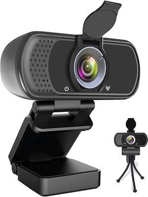 Webcam HD 1080P,Webcam with Microphone, USB Desktop Laptop Camera with 110 Degree Widescreen,Stream Webcam for Calling, Recording,Conferencing, Gaming,Webcam with Privacy Shutter and Tripod