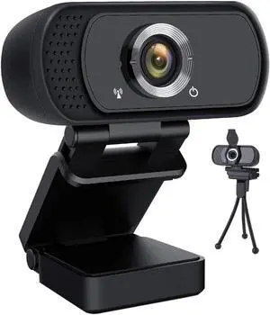1080P Webcam USB Plug and Play with Microphone,Web Camera for Desktop Computer PC Laptop with Privacy Cover and Tripod Live Streaming Video Calling Recording Game N5