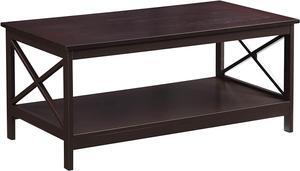 Convenience Concepts Oxford Coffee Table with Shelf, Espresso