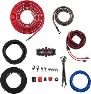 DS18 AMPKIT0 0 Gauge CCA Complete Amp Wiring Kit - Amplifier Install Wiring 1/0 Ga Amp Kit Pro Installation Cables Up to 3000 Watts with ANL Fuse Holder 250A