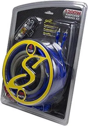 4-Gauge Copper Amplifier Wiring Kit, 1200 Watt Sub Wiring Kit, Complete Amp Wiring KIt for Complete Installation (4 Gauge - 1200 Watt)