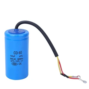 CD60 Capacitor, 100uf ±5% 250VAC 50/60Hz Round Run Start Capacitor, for Air Conditioner or AC Motor and Fan Starting CD60 Capacitor, 100uf ±5% 250VAC 50/60Hz Round Run Start Capacitor, for Air Conditioner or AC Motor and Fan Starting