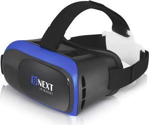 Bnext VR Headset Compatible with iPhone  Android Phone  VR Headsets  Universal Virtual Reality Goggles for Kids and Adults  Cell Phone VR Headsets  Soft  Comfortable New 3D VR Glasses Blue