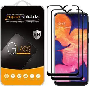 Supershieldz (2 Pack) Designed for Samsung (Galaxy A10E) Tempered Glass Screen Protector, (Full Screen Coverage) Anti Scratch, Bubble Free (Black)