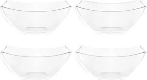 PLASTICPRO Disposable Square Serving Bowls, Party Snack or Salad Bowl, Plastic Clear or White Pack of 4 (8 OUNCE, Clear) PLASTICPRO Disposable Square Serving Bowls, Party Snack or Salad Bowl, Plastic Clear or White Pack of 4 (8 OUNCE, Clear)