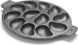 Outset 76225 Cast Iron Oyster Grill Pan, 12 Cavities, Black
