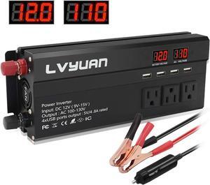 1000W Car Power Inverter 12V to 110V 120V DC to AC Car Inverter with 3.1A USB Car Adapter, 4 Outlets, Battery Clips, Cigarette Lighter for Car, Home, Outdoor, Camping