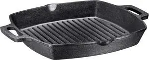 Bruntmor 13 Inch Non Stick cast iron Grill Pan, Induction Stove top grill plate, grilled pan for Sovetop, Outdoor Gridle Pan for Steak, and Meats.