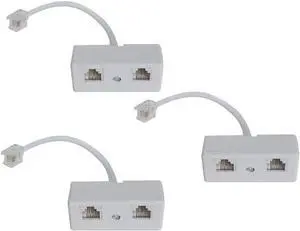 [RJ11 Telephone Adapter] SINCODA 3PCS 2-Way RJ11 6P4C Telephone Plug to RJ11 6P4C Socket Adapter and Splitter for Landline Telephone