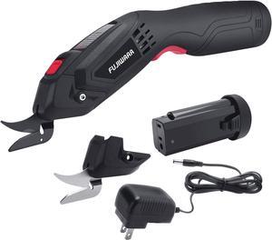 Electric Scissors, 2 Removable Lithium Batteries and 2 Cutter Blades, Cordless Shears Cutting Tool for Fabrics/Canvas/Carpets/Leather/Cardboard/Other Thin Materials