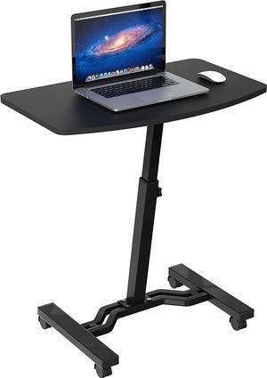 SHW Height Adjustable Mobile Laptop Stand Desk Rolling Cart, Black