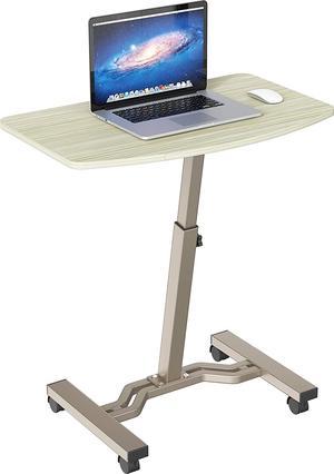 SHW Height Adjustable Mobile Laptop Stand Desk Rolling Cart, Height Adjustable from 28'' to 33'', Maple