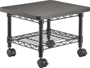 Safco Onyx Under-Desk Utility Cart & Multi-Use Printer Stand, Printer Table for Home Office, Mobile Rolling Cart with Steel Shelf, Black