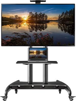 Mobile TV Cart TV Stand with Wheels for 55" - 85" Inch LCD LED OLED Plasma Flat Panel Screens up to 200lbs AVA1800-70-1P (Black)