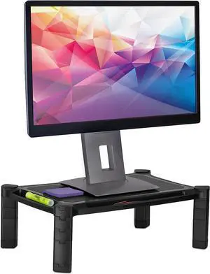 Mount-It! Desktop Computer Monitor Riser - Height Adjustable Tabletop Stand Shelf for PC and Laptop Displays and Printers, 19 x 13 Inch, 6.6 High, Black, MI-7851