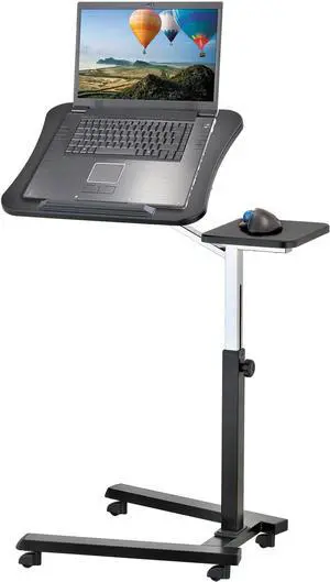 Portable Laptop Desk with Mouse Pad, Rolling Computer Stand with Adjustable Height, Sturdy and Ergonomic, Black Portable Laptop Desk with Mouse Pad, Rolling Computer Stand with Adjustable Height, Sturdy and Ergonomic, Black