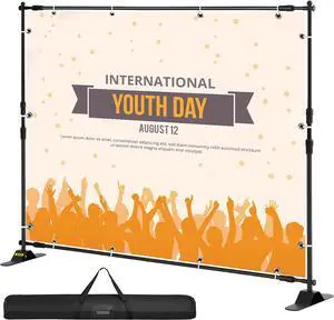 Backdrop Banner Stand 8 x 8 Ft Adjustable Height Background Stand Backdrop with 1 Carrying Bag Backdrop Stand for Parties Wedding Photo Booth Trade Show