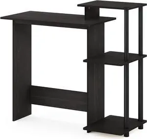 Furinno Efficient Home Laptop Notebook Computer Desk with Square Shelves, Espresso/Black
