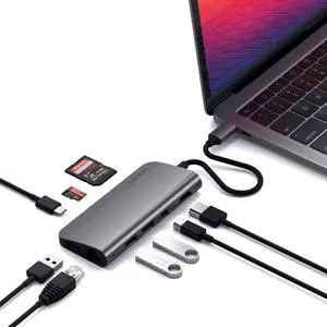 Satechi Type-C Multimedia Adapter with 4K HDMI, mini DP, USB-C PD, Gigabit Ethernet, USB 3.0, Micro/SD Card Slots - for M5/M4 MacBook Pro, M5/M4 MacBook Air (Space Gray) Satechi Type-C Multimedia Adapter with 4K HDMI, mini DP, USB-C PD, Gigabit Ethernet, USB 3.0, Micro/SD Card Slots - for M5/M4 MacBook Pro, M5/M4 MacBook Air (Space Gray)