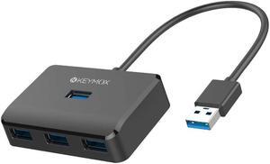 4-Port USB 3.0 Hub, KEYMOX Compact Size Data USB Hub for MacBook, Mac Pro, Mac Mini, iMac, Surface Pro, XPS, PC, Flash Drive, Mobile HDD (Charging Not Supported), Black