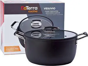 DaTerra Cucina 8 Qt Nonstick Dutch Oven w/Lid | Made in Italy | PTFE, Cadmium, Lead and PFOA free proprietary nontoxic ceramic coating | Oven Safe Stock Pot | Induction