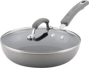 Rachael Ray Brights Deep Nonstick Frying Pan / Fry Pan / Deep Skillet - 9.5 Inch, Gray
