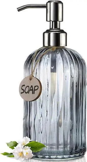 JASAI 18 Oz Kitchen Soap Dispenser with 304 Rust Proof Stainless Steel Pump | Refillable Liquid Soap Dispenser for Bathroom, Kitchen, Hand Soap, Dish Soap (Clear Grey) JASAI 18 Oz Kitchen Soap Dispenser with 304 Rust Proof Stainless Steel Pump | Refillable Liquid Soap Dispenser for Bathroom, Kitchen, Hand Soap, Dish Soap (Clear Grey)