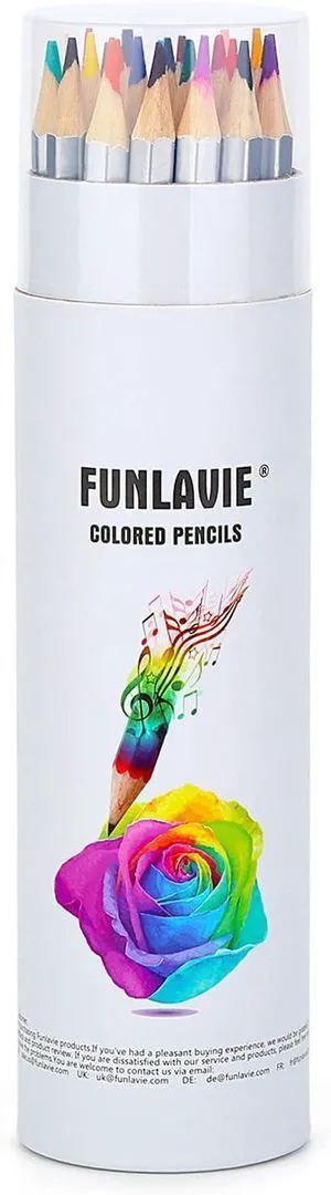 FUNLAVIE 24 Colored Pencils for Adult Coloring Books, Soft Core Art Pencils | Professional Drawing Pencils Set with Sharpener, Art Supplies for Artists, Adult Coloring, Painting, Sketching and Blendin FUNLAVIE 24 Colored Pencils for Adult Coloring Books, Soft Core Art Pencils | Professional Drawing Pencils Set with Sharpener, Art Supplies for Artists, Adult Coloring, Painting, Sketching and Blendin