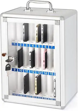 24 Slots Aluminum Alloy Cell Phone Locker, Phone Holder for Classroom | Cell Phone Lock Box, Wall-Mounted Phone Holder with a Locked, Phone Storage Cabinet, Can be Carried by Hand 24 Slots Aluminum Alloy Cell Phone Locker, Phone Holder for Classroom | Cell Phone Lock Box, Wall-Mounted Phone Holder with a Locked, Phone Storage Cabinet, Can be Carried by Hand