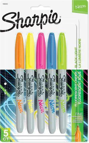 Sharpie 1874447 Neon Permanent Markers, Fine Point, Assorted Colors, 5 Count Sharpie 1874447 Neon Permanent Markers, Fine Point, Assorted Colors, 5 Count