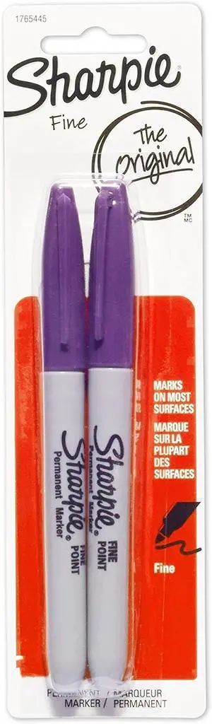 Sharpie Permanent Markers, Fine Point, Purple, 2-Pack (1765445) Sharpie Permanent Markers, Fine Point, Purple, 2-Pack (1765445)