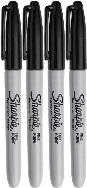 Sharpie Permanent Markers, Fine Point, Black Ink (4-Pack) Sharpie Permanent Markers, Fine Point, Black Ink (4-Pack)