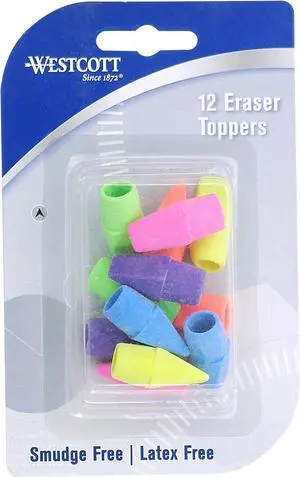 Westcott 14891 Pencil Eraser Toppers, Assorted, 12 Pack Westcott 14891 Pencil Eraser Toppers, Assorted, 12 Pack