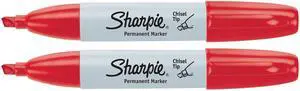 Sharpie Permanent Marker, Chisel Tip, Red, 2 Markers per order (38283) Sharpie Permanent Marker, Chisel Tip, Red, 2 Markers per order (38283)