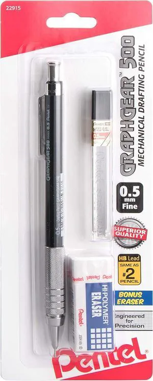 GraphGear 500 Mechanical Drafting Pencil, (0.5mm), Fine Line, Refill Lead and Mini Eraser (PG525LEBP) GraphGear 500 Mechanical Drafting Pencil, (0.5mm), Fine Line, Refill Lead and Mini Eraser (PG525LEBP)