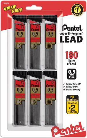 Pentel Super Hi-Polymer Refills, 0.5 mm Fine, HB, 180 Pieces of Lead (C25BPHB6) Pentel Super Hi-Polymer Refills, 0.5 mm Fine, HB, 180 Pieces of Lead (C25BPHB6)