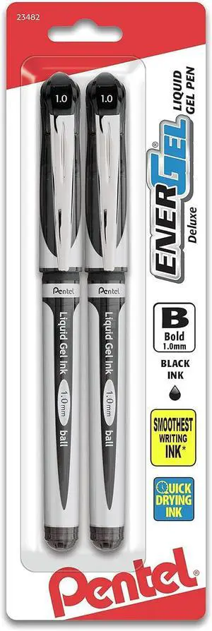 Pentel ENER-GEL Deluxe Liquid Gel Pen, 1.0mm, Bold Line, Metal Tip, Black Ink, 2 Pack (BL60BP2A) Pentel ENER-GEL Deluxe Liquid Gel Pen, 1.0mm, Bold Line, Metal Tip, Black Ink, 2 Pack (BL60BP2A)