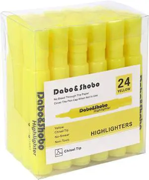 Dabo&Shobo Yellow highlighter, 24 Pack -bright color, chisel tip, for Adults Highlighting in the Home School Office, Tank Style Dabo&Shobo Yellow highlighter, 24 Pack -bright color, chisel tip, for Adults Highlighting in the Home School Office, Tank Style