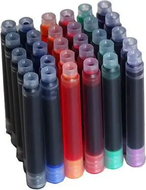30 PCS Jinhao Fountain Pen Ink Cartridges Refill 6 Colors Set, Black, Blue, Apple Green, Purple, Red and Orange International Standard Size 2.6mm Bore Diameter 30 PCS Jinhao Fountain Pen Ink Cartridges Refill 6 Colors Set, Black, Blue, Apple Green, Purple, Red and Orange International Standard Size 2.6mm Bore Diameter