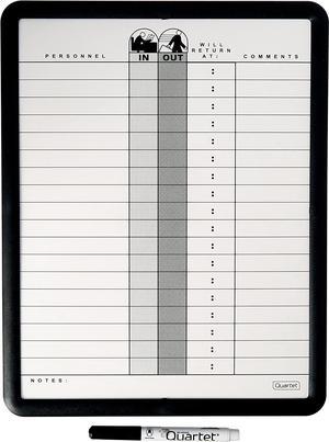 Quartet DuraMax Porcelain In/Out Personnel Board System, 18 Names, 11 x 14-Inches, Black Plastic Frame, Gray (750)