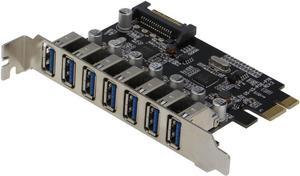 PCIE 7 Port USB 3.0 Adapter Card (7 External Ports) with SATA Power Connector, (NEC Host Controller)