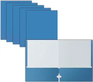 Two Pocket Portfolio Folders 50-Pack Light Blue Letter Size Paper Folders 50 Pieces Lt. Blue