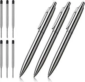 ChaoQ 3 Pcs Retractable Metal Ballpoint Pens, for Gift, Business, Office ChaoQ 3 Pcs Retractable Metal Ballpoint Pens, for Gift, Business, Office