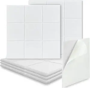 BXI Felt Bulletin Board - 12 X 12 X 3/8 Inches 6 Pack Self-Adhesive Vision Board, Thick Sturdy Pin Board with Beveled Edge for Home Office Classroom Wall Decoration (Sudoku, White)