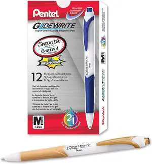 Pentel GlideWrite Ballpoint Pen with TechniFlo Ink, (1.0mm) Medium Line, Antique Gold Ink, Box of 12 (BX910-X) Pentel GlideWrite Ballpoint Pen with TechniFlo Ink, (1.0mm) Medium Line, Antique Gold Ink, Box of 12 (BX910-X)