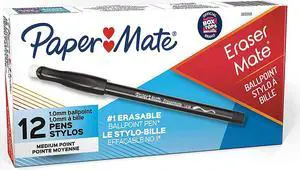 EraserMate Erasable Pen, Medium Point, Black, Box of 12 EraserMate Erasable Pen, Medium Point, Black, Box of 12